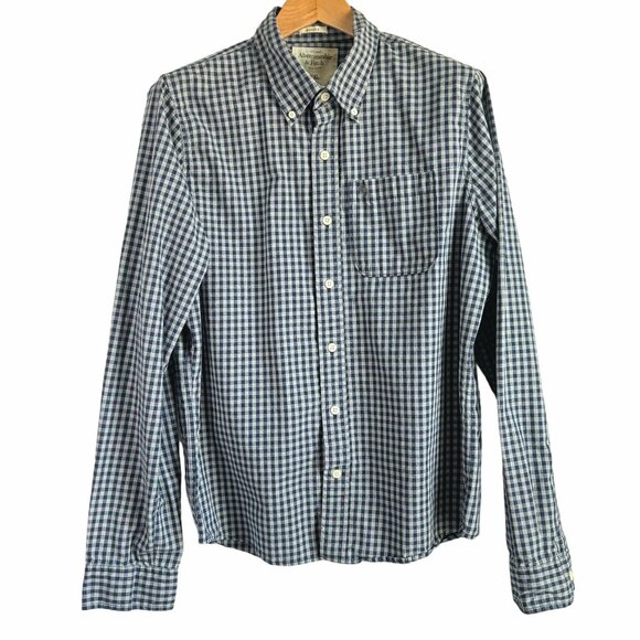 Abercrombie & Fitch Other - Abercrombie & Fitch Men's Blue Gingham Long Sleeve Muscle Fit Shirt Size XXL